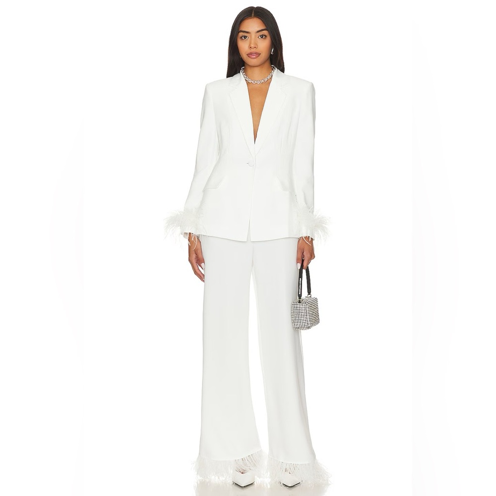 AMANDA UPRICHARD X Revolve Harold Feather Blazer in Ivory